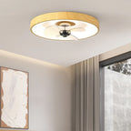 Contemporary Round Copper LED Flush Mount Ceiling Fan Light for Bedroom
