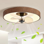Contemporary Round Copper LED Flush Mount Ceiling Fan Light for Bedroom