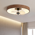 Contemporary Round Copper LED Flush Mount Ceiling Fan Light for Bedroom