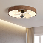 Contemporary Round Copper LED Flush Mount Ceiling Fan Light for Bedroom