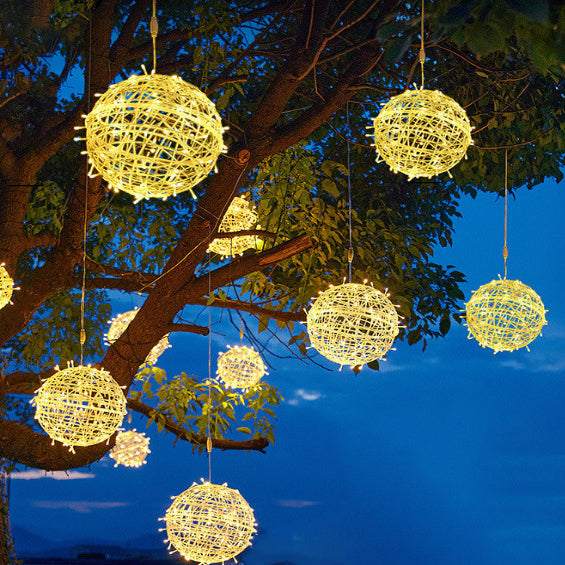 Art Deco Solar LED Hanging Ball Light