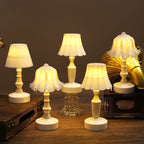 Nordic Style LED Table Lamp with Pleated Flower Design - Battery Operated Night Light for Bedside