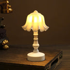 Nordic Style LED Table Lamp with Pleated Flower Design - Battery Operated Night Light for Bedside