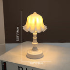 Nordic Style LED Table Lamp with Pleated Flower Design - Battery Operated Night Light for Bedside