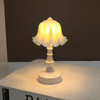Nordic Style LED Table Lamp with Pleated Flower Design - Battery Operated Night Light for Bedside