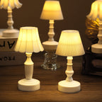 Nordic Style LED Table Lamp with Pleated Flower Design - Battery Operated Night Light for Bedside