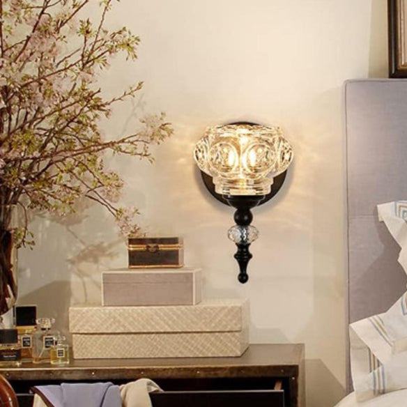 Modern Retro Iron and Glass Petal Wall Sconce