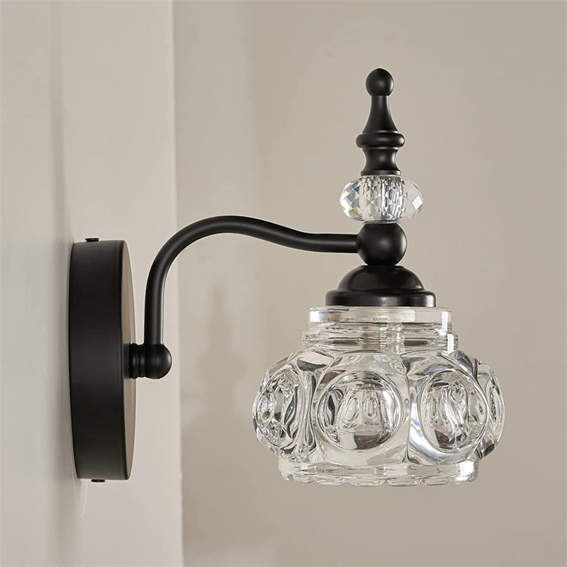 Modern Retro Iron and Glass Petal Wall Sconce
