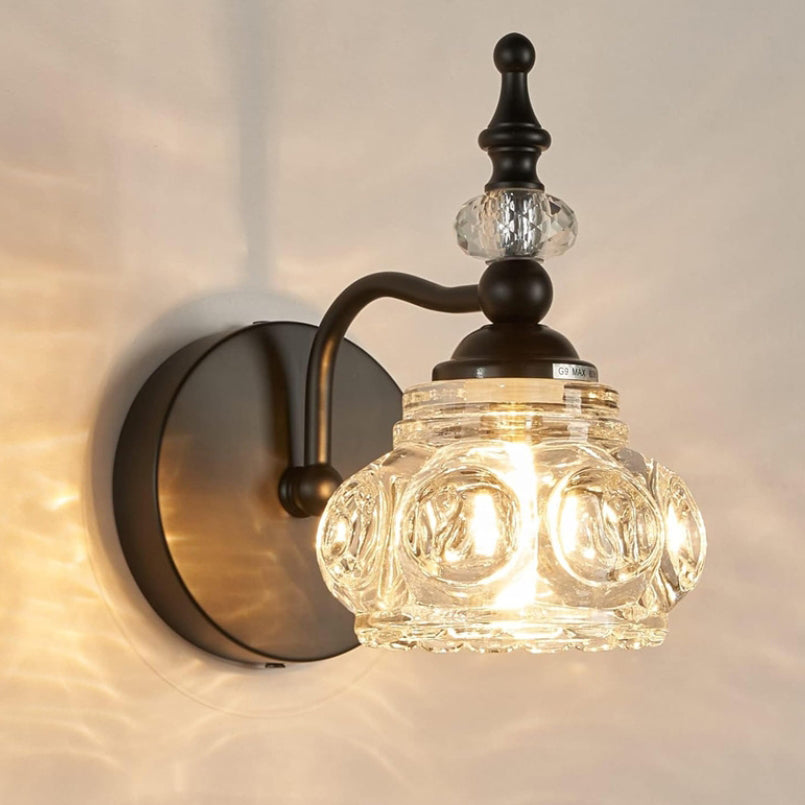 Modern Retro Iron and Glass Petal Wall Sconce