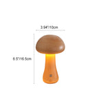 Scandinavian Solid Wood Mushroom LED Table Lamp - Rechargeable Night Light for Bedside