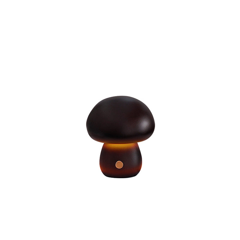Scandinavian Solid Wood Mushroom LED Table Lamp - Rechargeable Night Light for Bedside