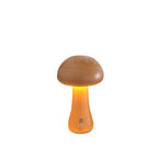 Scandinavian Solid Wood Mushroom LED Table Lamp - Rechargeable Night Light for Bedside