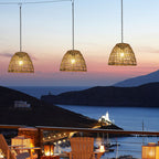 Premium Solar Waterproof Rattan Cage LED Pendant Light