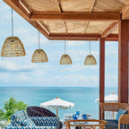 Premium Solar Waterproof Rattan Cage LED Pendant Light