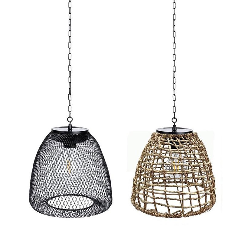 Premium Solar Waterproof Rattan Cage LED Pendant Light