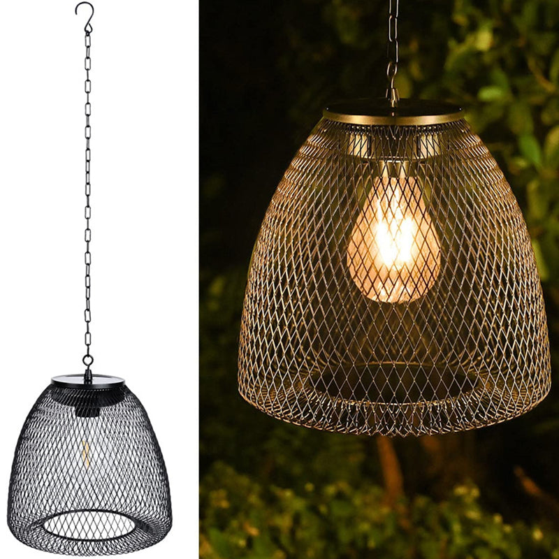 Premium Solar Waterproof Rattan Cage LED Pendant Light