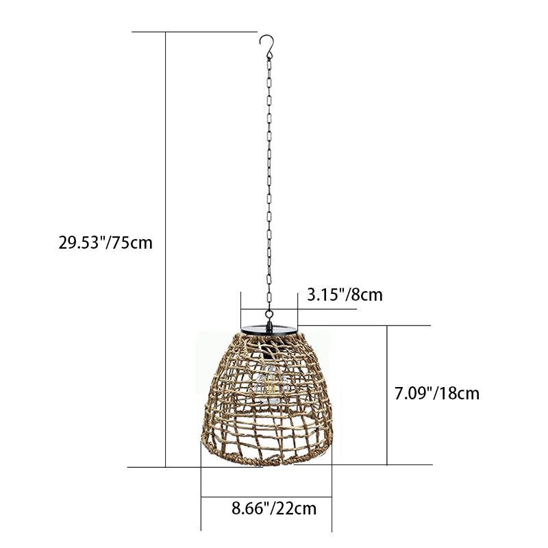 Premium Solar Waterproof Rattan Cage LED Pendant Light