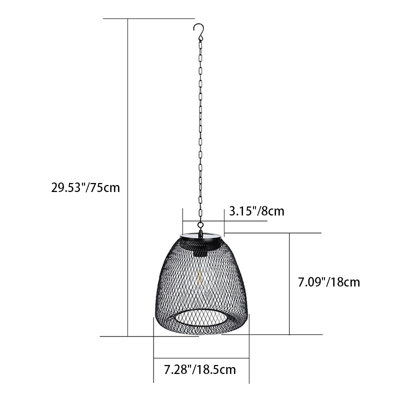 Premium Solar Waterproof Rattan Cage LED Pendant Light