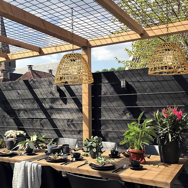 Premium Solar Waterproof Rattan Cage LED Pendant Light