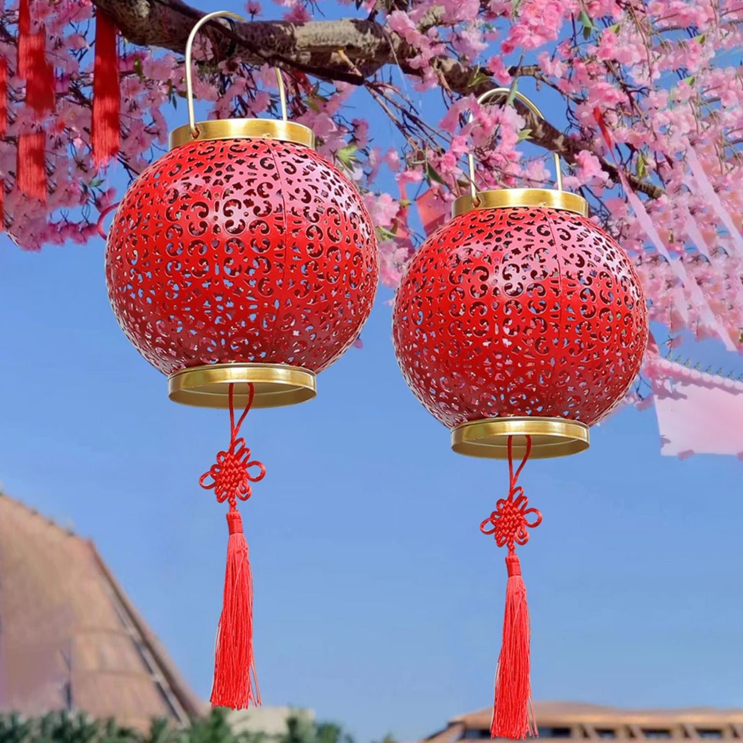 Premium Traditional Chinese Solar Waterproof Iron Lantern