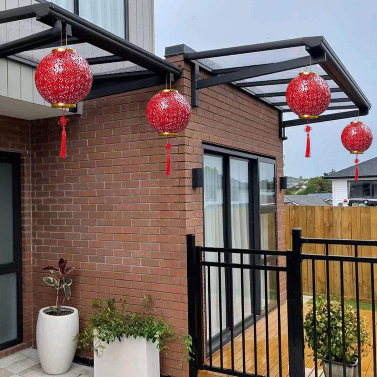 Premium Traditional Chinese Solar Waterproof Iron Lantern