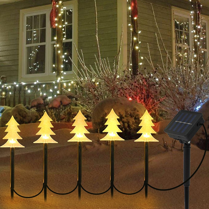 Art Deco Solar-Powered LED Star Snow Christmas Tree