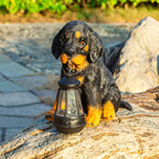 Modern Solar-Powered Resin Dog Statue with LED Light
