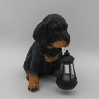 Modern Solar-Powered Resin Dog Statue with LED Light