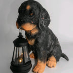 Modern Solar-Powered Resin Dog Statue with LED Light