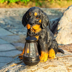 Modern Solar-Powered Resin Dog Statue with LED Light