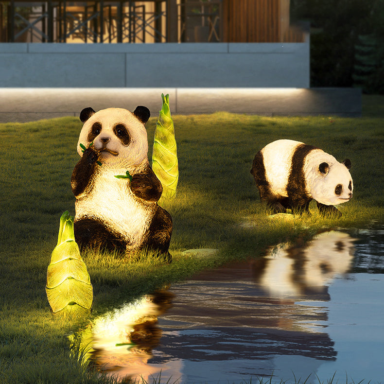 Art Deco Solar LED Bamboo Panda Outdoor Light