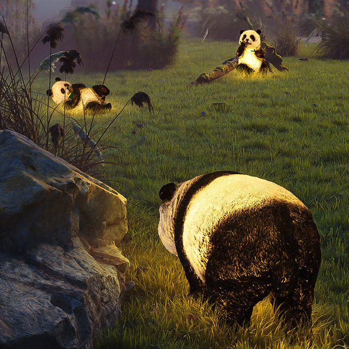 Art Deco Solar LED Bamboo Panda Outdoor Light