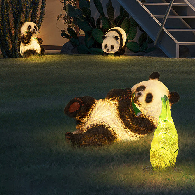Art Deco Solar LED Bamboo Panda Outdoor Light