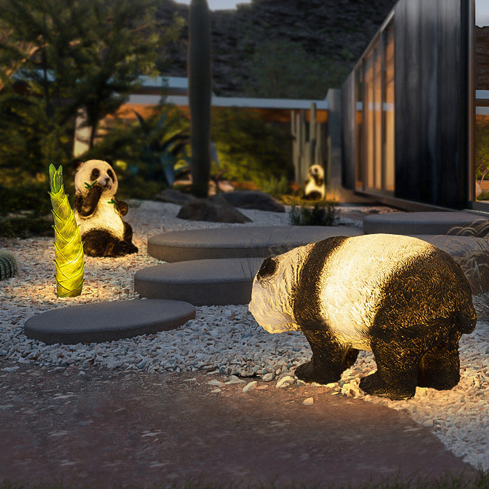Art Deco Solar LED Bamboo Panda Outdoor Light