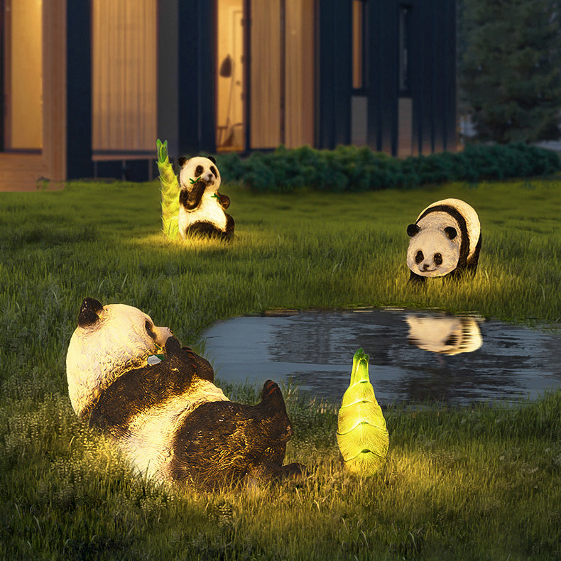 Art Deco Solar LED Bamboo Panda Outdoor Light