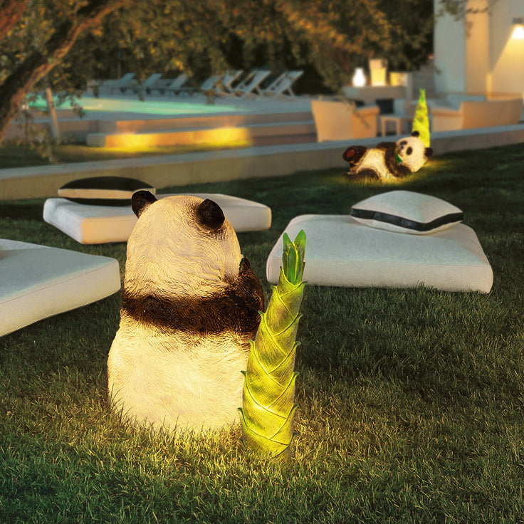 Art Deco Solar LED Bamboo Panda Outdoor Light