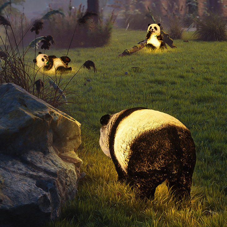 Art Deco Solar LED Bamboo Panda Outdoor Light