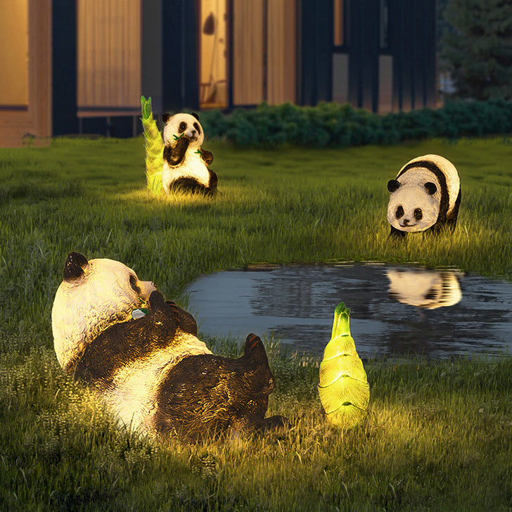 Art Deco Solar LED Bamboo Panda Outdoor Light