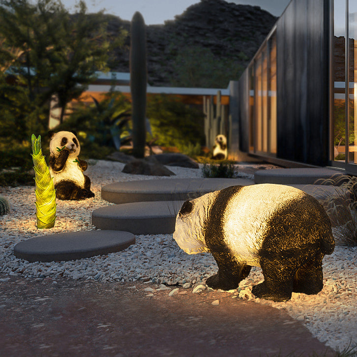Art Deco Solar LED Bamboo Panda Outdoor Light