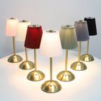 Scandinavian Rechargeable Fabric LED Table Lamp - Pleated Cylinder Design for Bedside