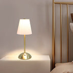 Scandinavian Rechargeable Fabric LED Table Lamp - Pleated Cylinder Design for Bedside