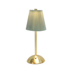 Scandinavian Rechargeable Fabric LED Table Lamp - Pleated Cylinder Design for Bedside