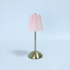 Scandinavian Rechargeable Fabric LED Table Lamp - Pleated Cylinder Design for Bedside