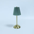 Scandinavian Rechargeable Fabric LED Table Lamp - Pleated Cylinder Design for Bedside