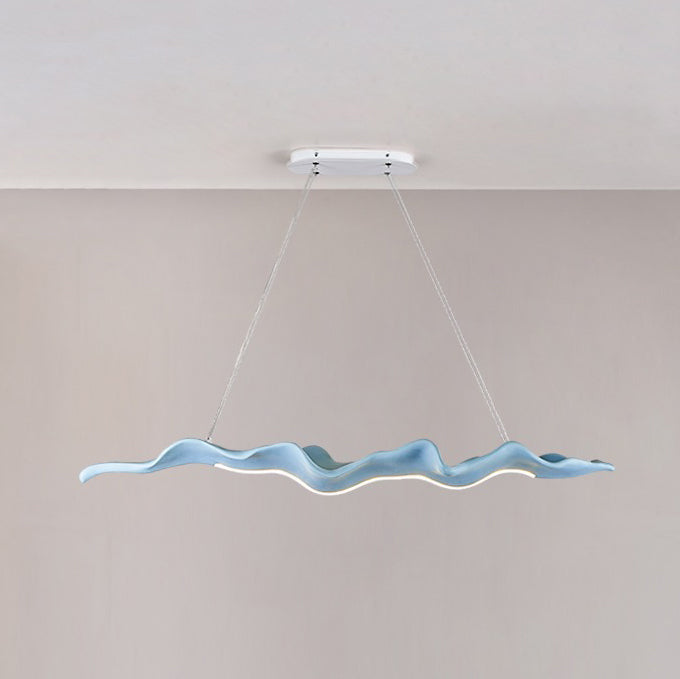Japanese-Inspired Fiberglass Wave Drift LED Chandelier for Dining Room