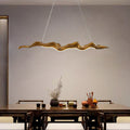 Japanese-Inspired Fiberglass Wave Drift LED Chandelier for Dining Room