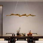Japanese-Inspired Fiberglass Wave Drift LED Chandelier for Dining Room