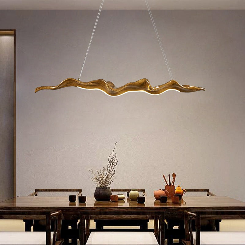 Japanese-Inspired Fiberglass Wave Drift LED Chandelier for Dining Room