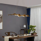Japanese-Inspired Fiberglass Wave Drift LED Chandelier for Dining Room