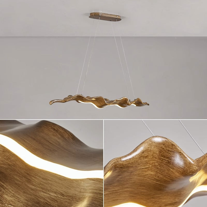 Japanese-Inspired Fiberglass Wave Drift LED Chandelier for Dining Room